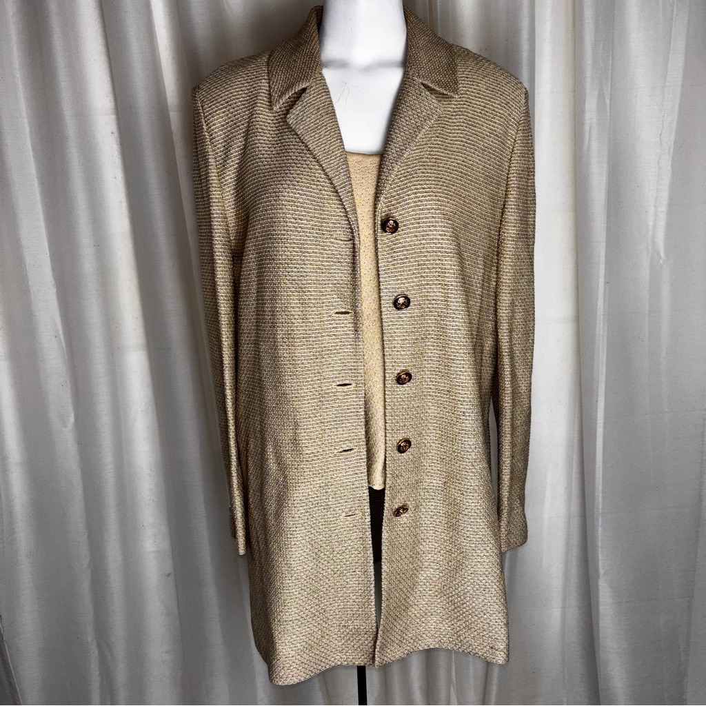 St. John Collection Marie Gray Vintage Tank Top And Mid Length Jacket Blazer